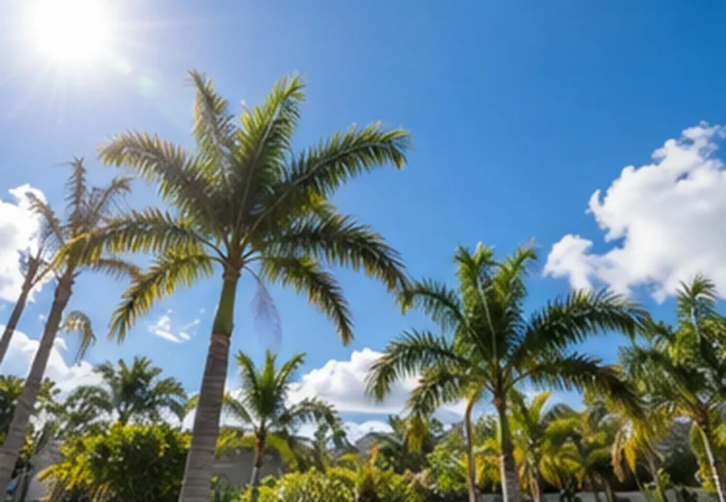 Palm trees under a bright Florida sky